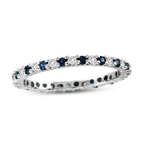 Natural sapphire ring-Suzy Levian 14K White Gold Diamond and Sapphire Eternity Band Ring