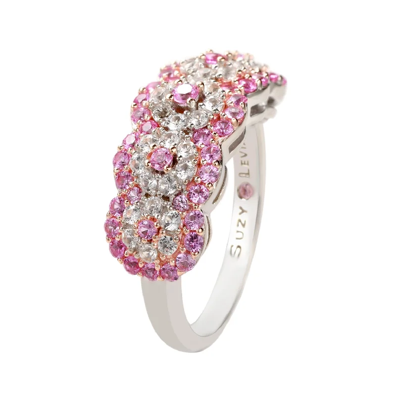 Slack coil ring-Suzy Levian Sterling Silver 2.8ct TGW Pink Sapphire and .02ct Diamond Anniversary Band