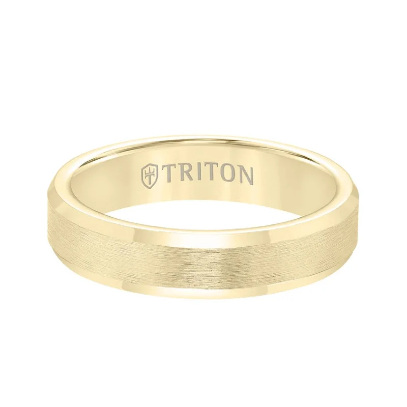 Shimmering jade ring-Triton 5MM Yellow Tungsten Wedding Band