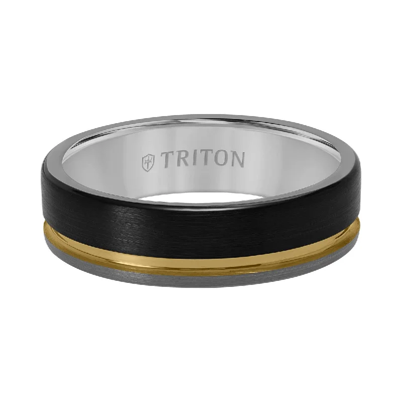 Classic emerald ring-Triton 6.5MM Tri-Color Tungsten Wedding Band