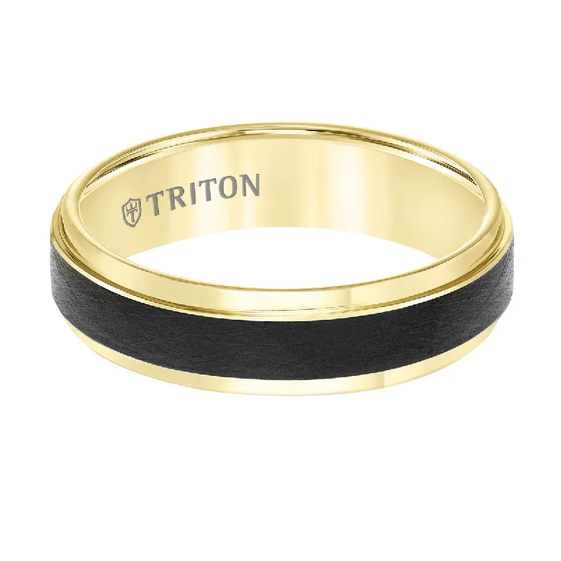 Crest motif ring-Triton 6MM Two-Tone Tungsten Wedding Band