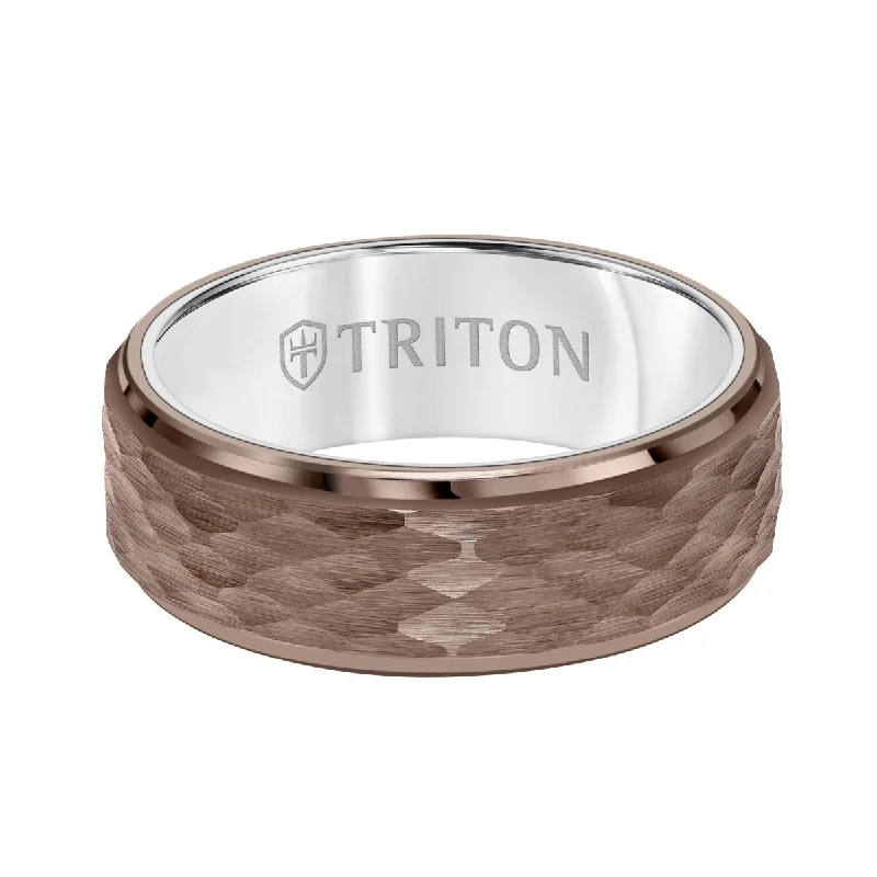 Hovering stone ring-Triton 8MM Espresso Tungsten Wedding Band