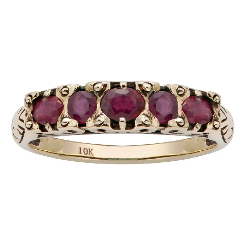 Pure pearl ring-Viducci 10k Yellow Gold Genuine Ruby Anniversary Ring