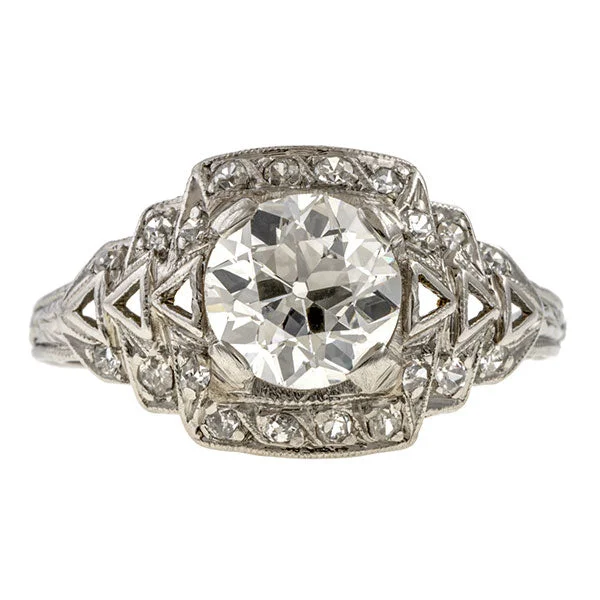 Slack coil ring-Art Deco Engagement Ring, Old Euro 1.18ct.