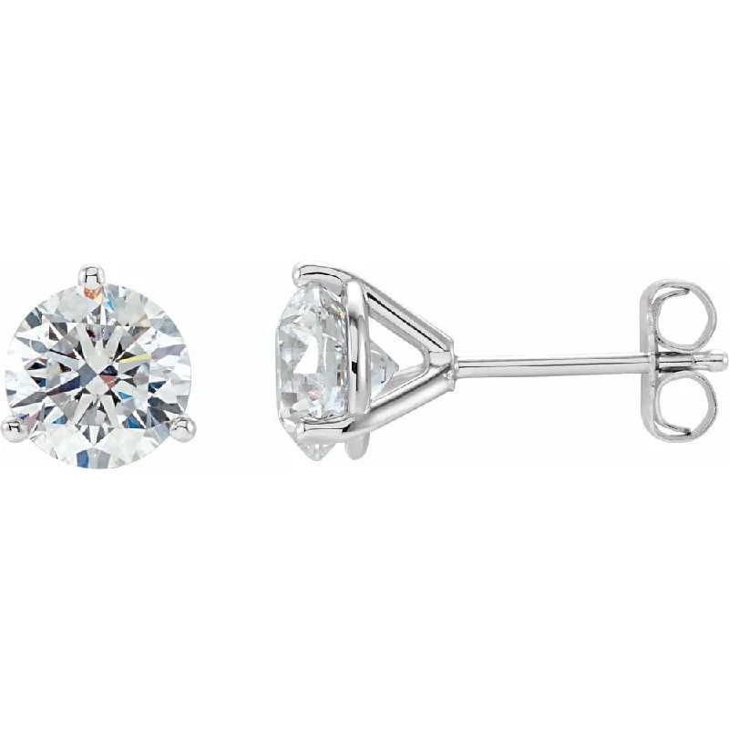 Crest motif earrings-14k White Gold 1 CTW Diamond Stud Earring for Women