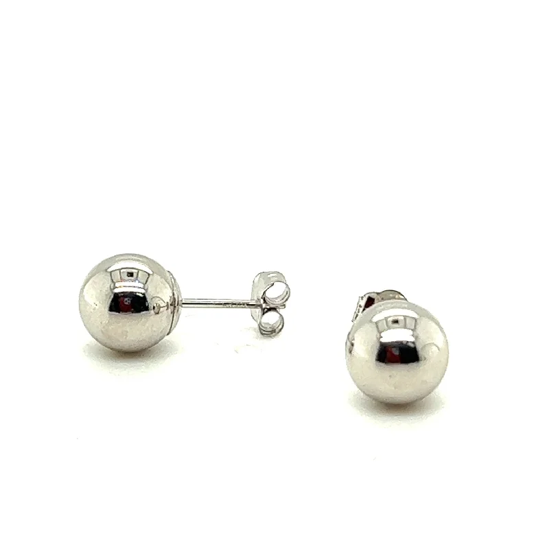 Lush emerald earrings-14K White Gold Ball Earrings