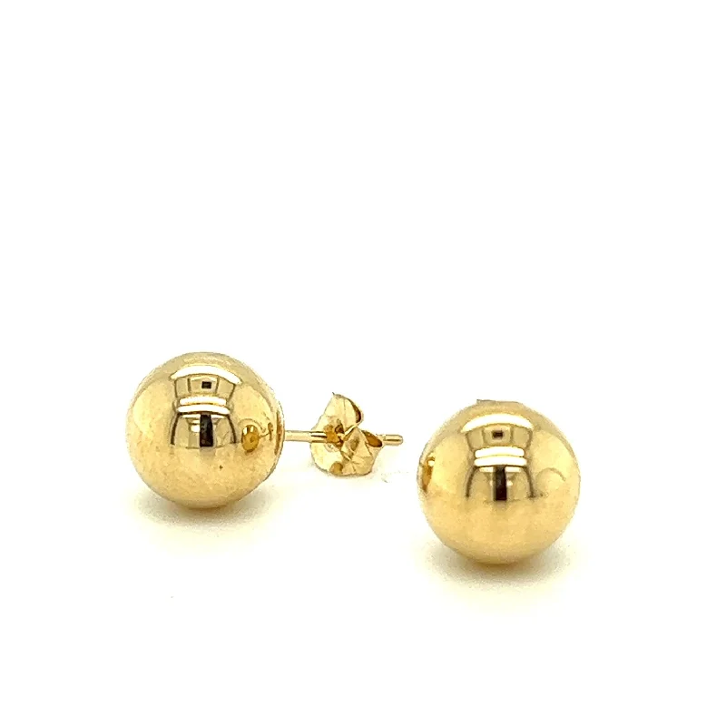 Inset gem earrings-14K Yellow Gold Ball Earrings