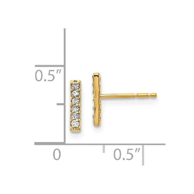 Curving bar earrings-14k Yellow Gold Diamond Bar Stud Earrings (L-9.5 mm, W-2 mm)