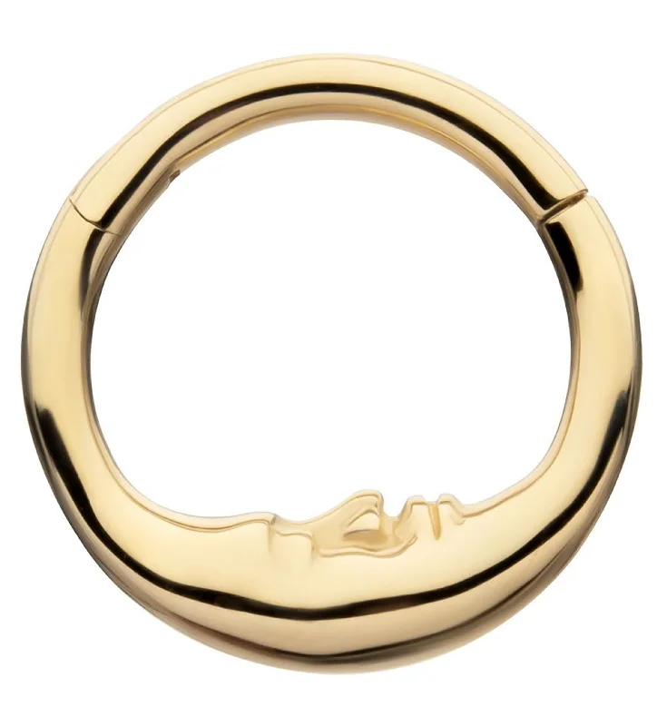 Bloom-bud earrings-14kt Gold Crescent Moon Face Hinged Segment Ring