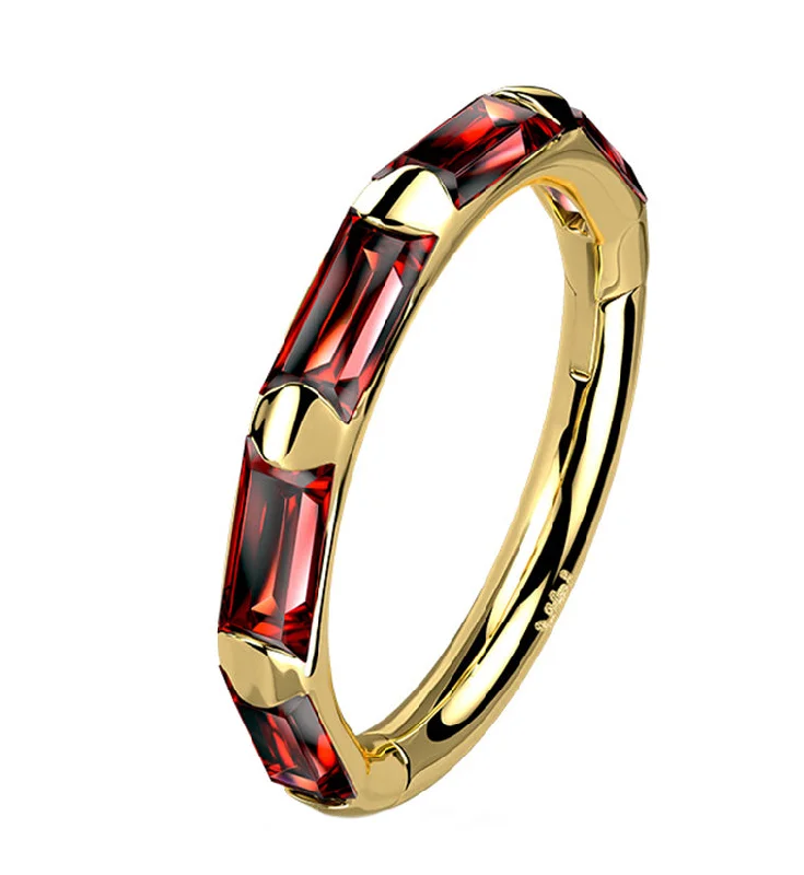 Night moon earrings-14kt Gold Oblong Red CZ Edge Hinged Segment Ring