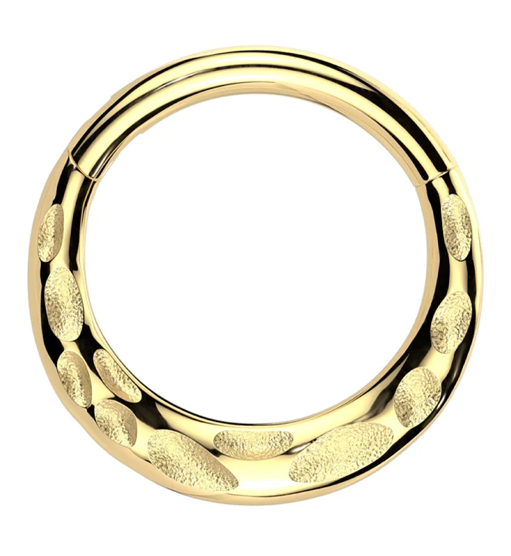 Grooved rim earrings-14kt Gold Reversible Smooth and Hammered Hinged Segment Ring