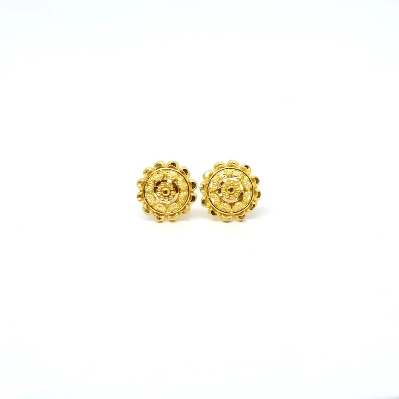 Brushed steel earrings-22K Gold Earrings