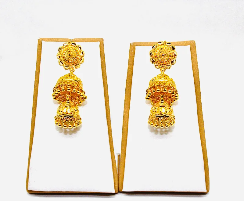 Stout hoop earrings-22K Gold Jhumka Earrings