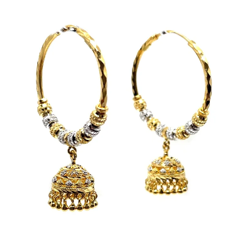 Radiant silver earrings-22k Gold Jhumkas