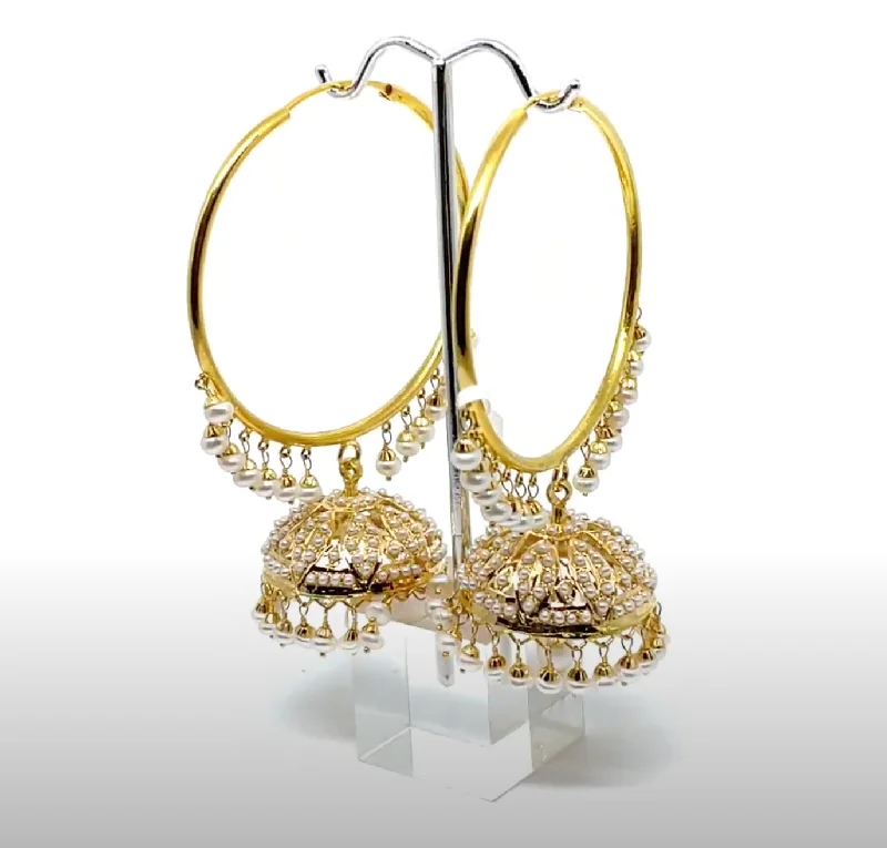 Peaked ridge earrings-22k Gold Jumka