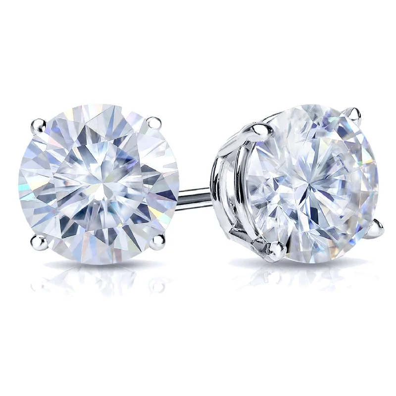 Polished steel earrings-Auriya 14k Gold 7ctw Round Moissanite Stud Earrings