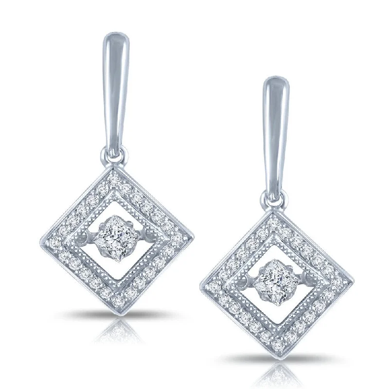 Swept gem earrings-Auriya 14k White Gold 1/2ct TDW Dancing Stone Moving Diamond Earrings