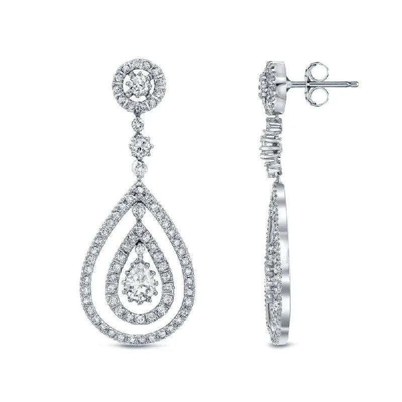 Vine-curl earrings-Auriya 14k White Gold 3ct TDW Diamond Dangle Earrings (F-G, SI1-SI2)