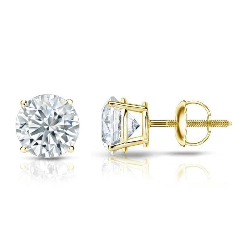 Solid-set pave earrings-Auriya 1ctw Round Diamond Stud Earrings 18kt Gold GIA Certified