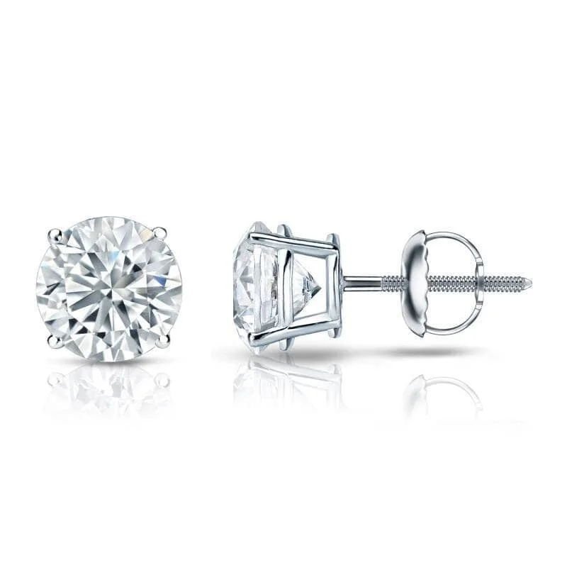 Rough-hewn stone earrings-Auriya 2 1/4ctw Round Diamond Stud Earrings 14K Gold Certified