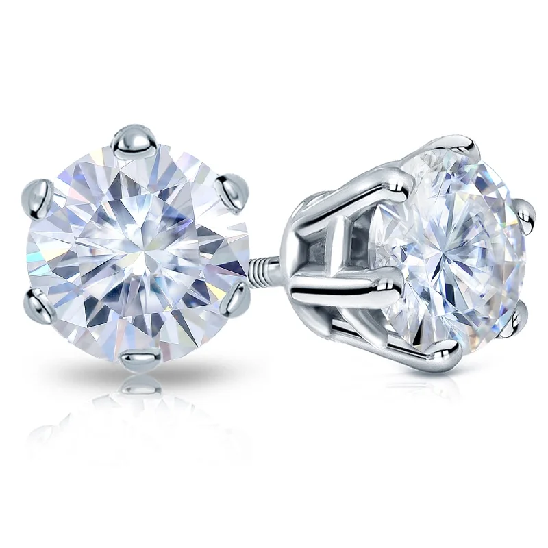 Flowing arc earrings-Auriya 3ctw Round Moissanite Stud Earrings 14k Gold - 7.4 mm