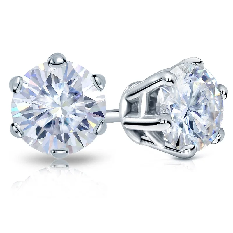 Sharp stone earrings-Auriya 3ctw Round Moissanite Stud Earrings 18k Gold - 7.4 mm