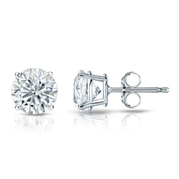 Hand-grooved earrings-Auriya Platinum 1 1/2ctw Round Diamond Stud Earrings GIA Certified