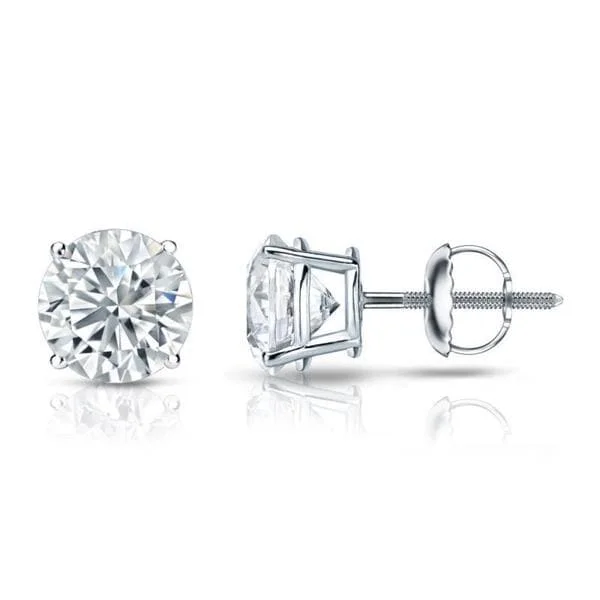 Tesselated hoop earrings-Auriya Platinum 2 1/2ctw Round Diamond Stud Earrings Certified