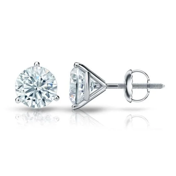 Retro topaz earrings-Auriya Platinum 2ctw 3 Prong Martini Set Round Diamond Stud Earrings GIA Certified