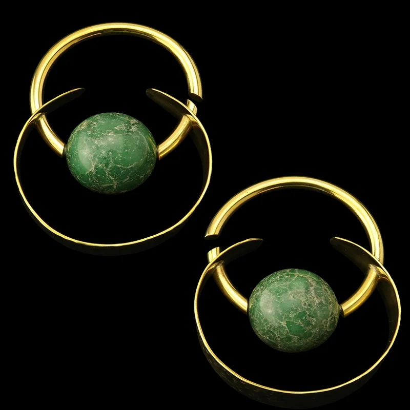 Wire-curve earrings-Bangle Jade Ear Weights