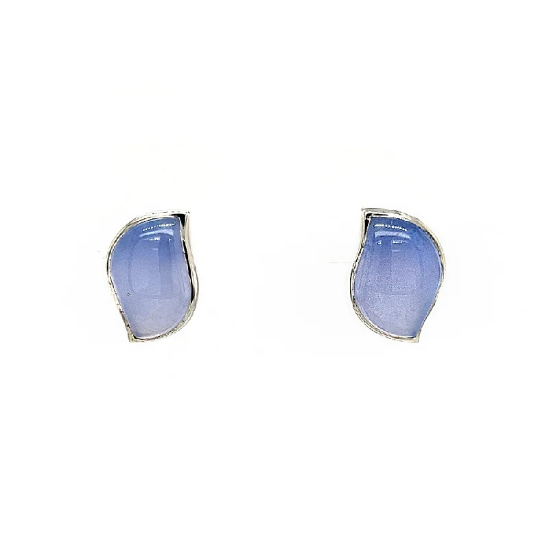 Subtle arc earrings-Chalcedony Earrings