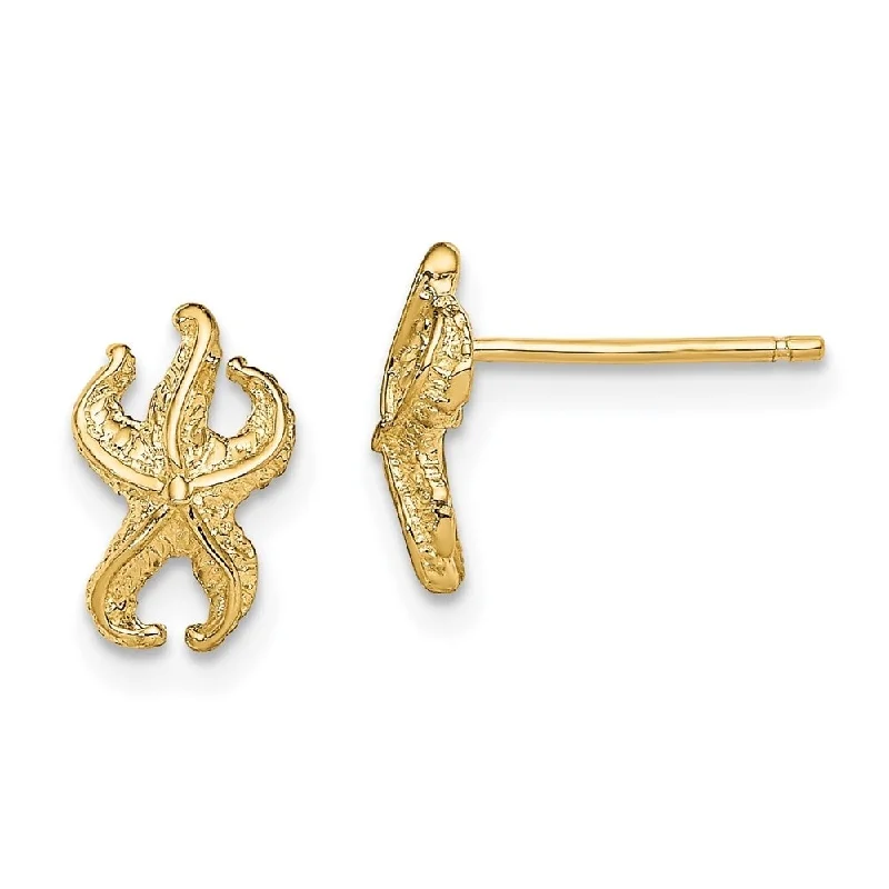 Glowing minimalist earrings-Diamond2Deal 14K Yellow Gold Starfish Stud Earrings (L- 10.3 mm, W- 6.5 mm)