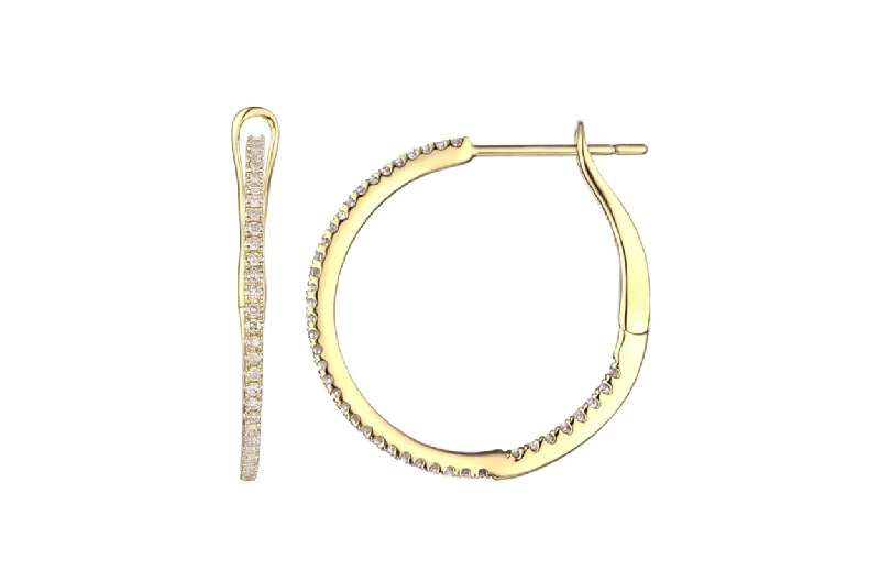 Winding twist earrings-Earrings 14kt Gold Round Large Hoops & Diamonds