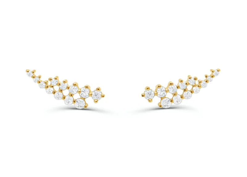 Elevated stone earrings-Earrings Crawler 14kt Gold & Diamonds