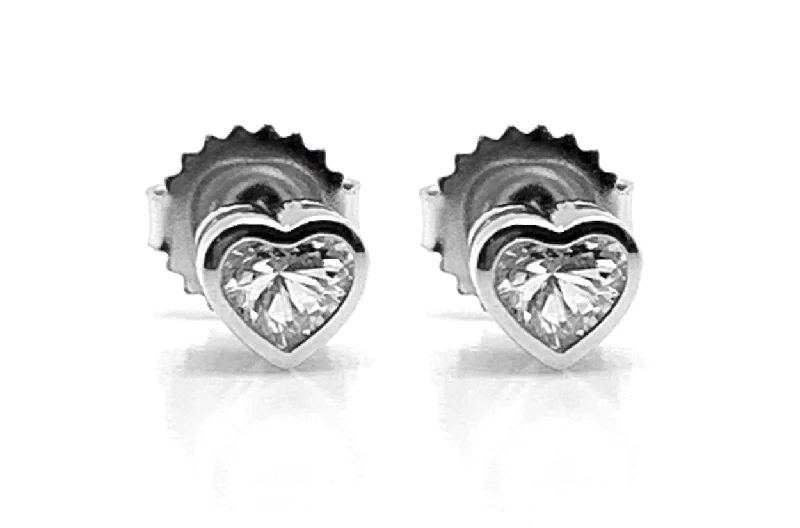 Horizon-cut earrings-Earrings Heart Diamonds Studs in Platinum