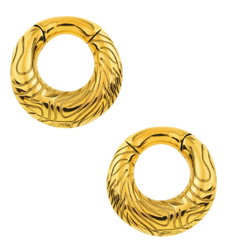 Wire-curve earrings-Gold PVD Impact Hinged Ear Weights