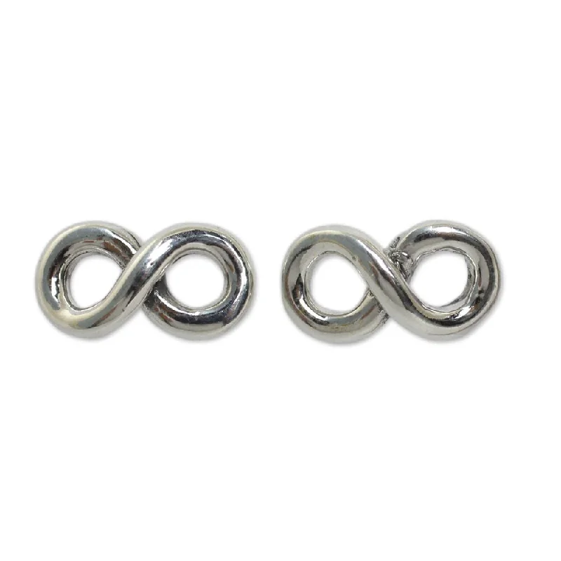 Hinged earrings-Handmade Sterling Silver 'Infinite Style' Earrings (Thailand)