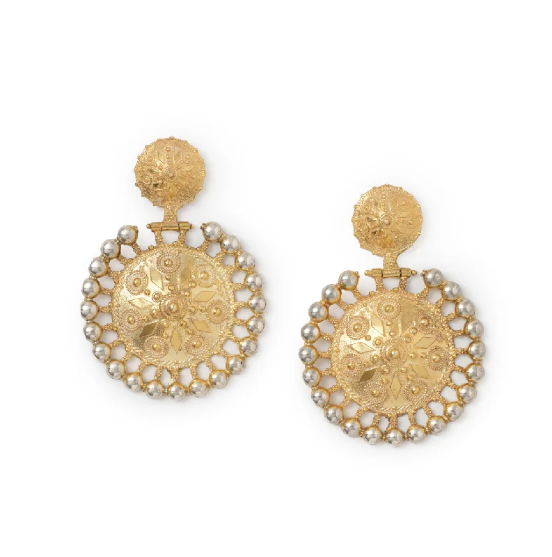 Rough-hewn stone earrings-KALLISTI | 24K Gold Earrings