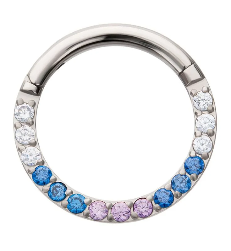 Holo earrings-Lavender Blue CZ Titanium Hinged Segment Ring