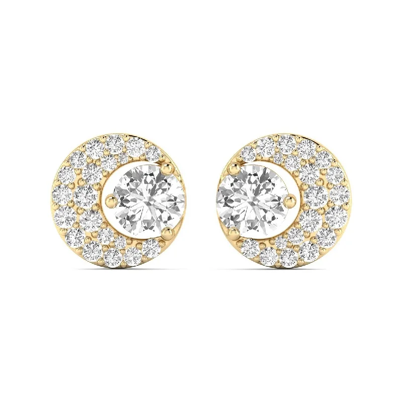 Fluid earrings-Marquee 1 1/4 CTW Diamond Half Moon Stud Earrings in 14K Yellow Gold