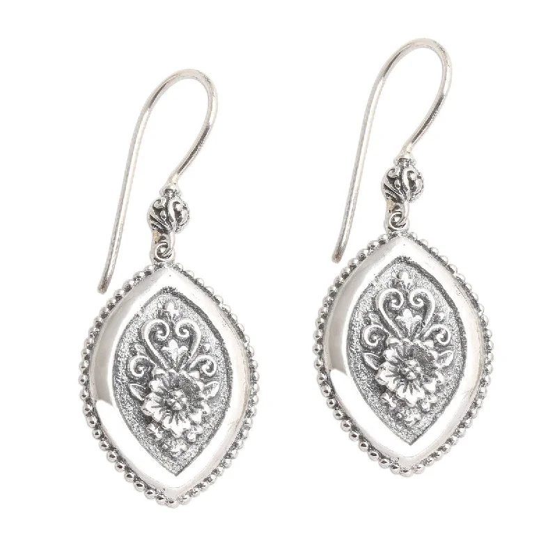 Soft curve earrings-NOVICA Island Flower, Sterling silver dangle earrings - 1.8*0.7