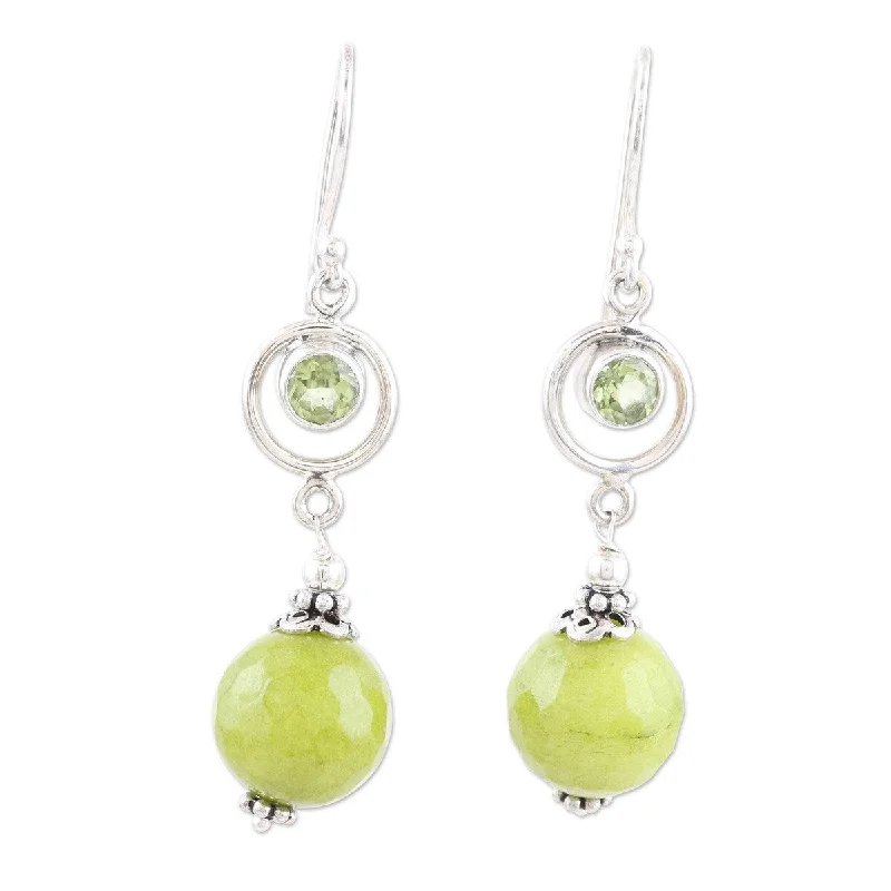 Retro-style opal earrings-NOVICA Summer Chill, Agate and peridot dangle earrings - 2*0.4