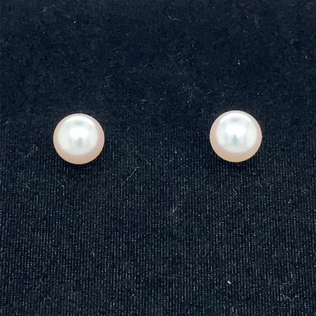 Full sapphire earrings-14k Yellow Gold Akoya Pearl Earrings