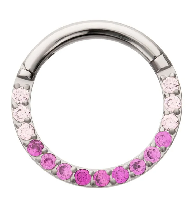 Sunken stone earrings-Pink Ombre CZ Titanium Hinged Segment Ring