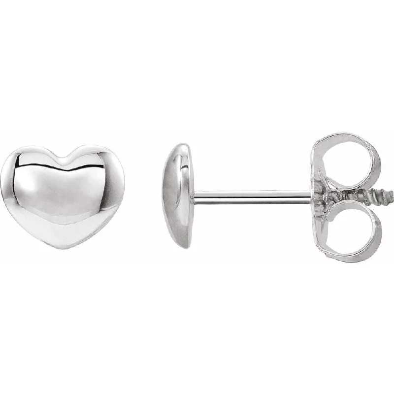 Braided earrings-Platinum 5.9x5.4 mm Youth Puffed Heart Stud Earring for Women