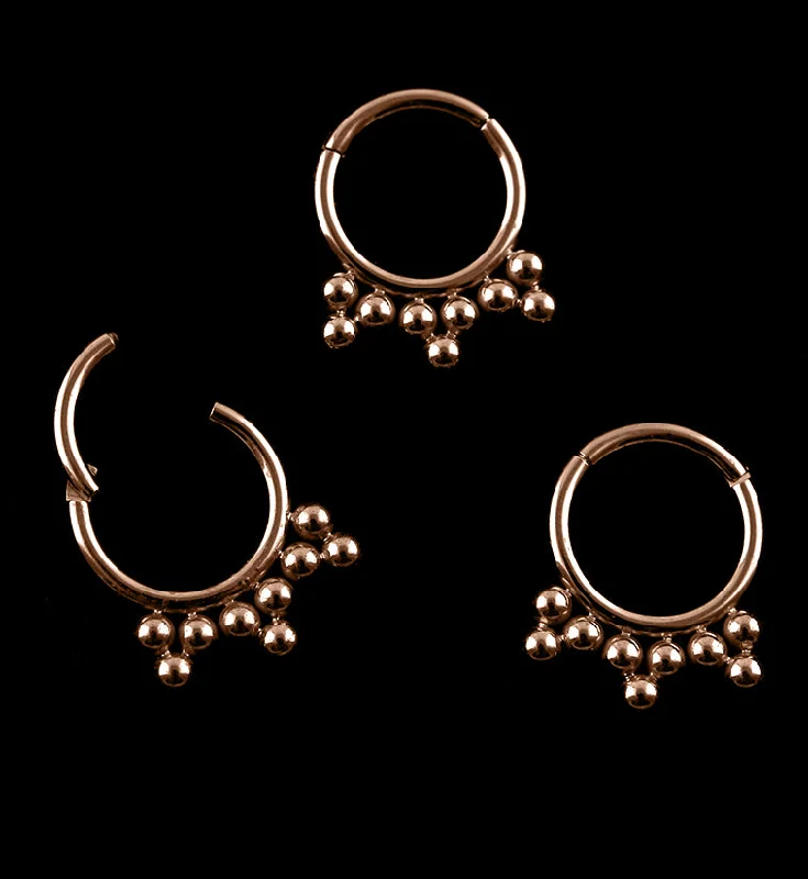 Grooved pattern earrings-Rose Gold PVD Multi Beaded Hinged Segment Ring