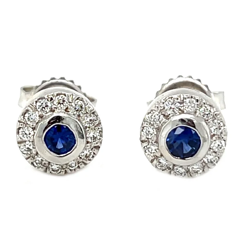 Crafted gold earrings-Sapphire and Diamond Earrings