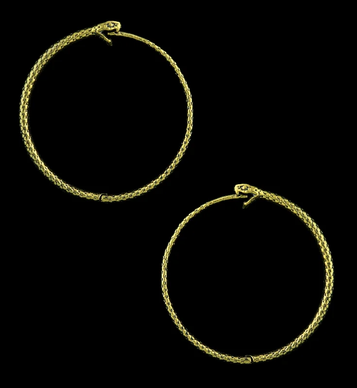 Speckled stone earrings-Snake Hoop Brass Hinged Hangers/Earrings