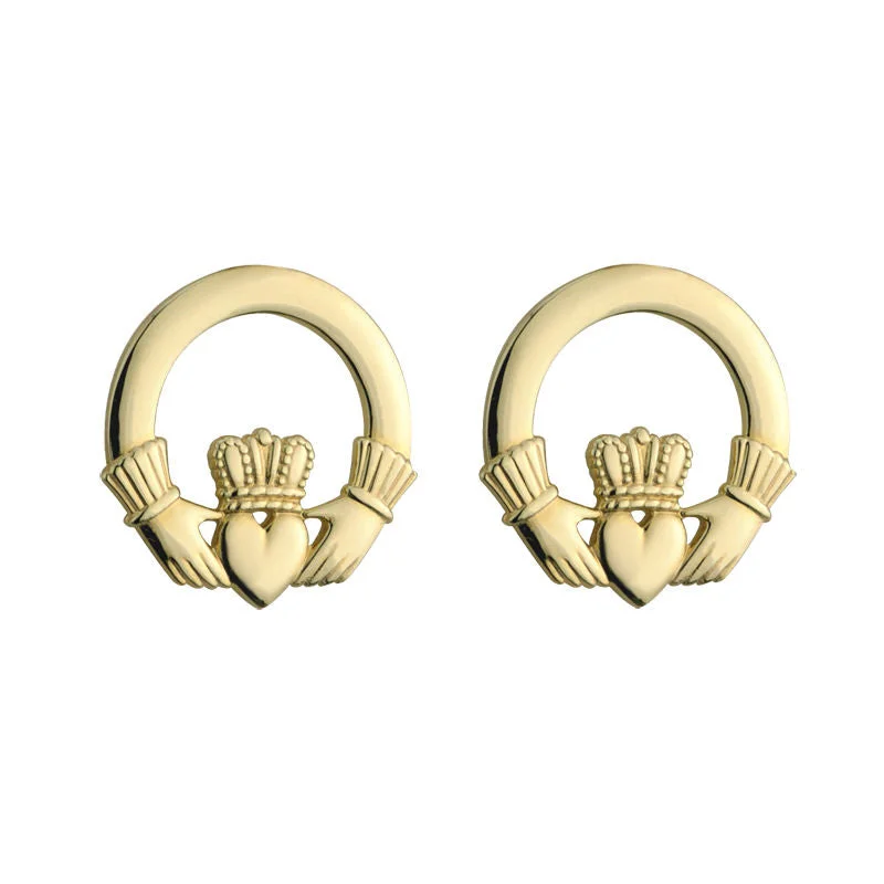 Gentle wave earrings-10k Gold Claddagh Earrings