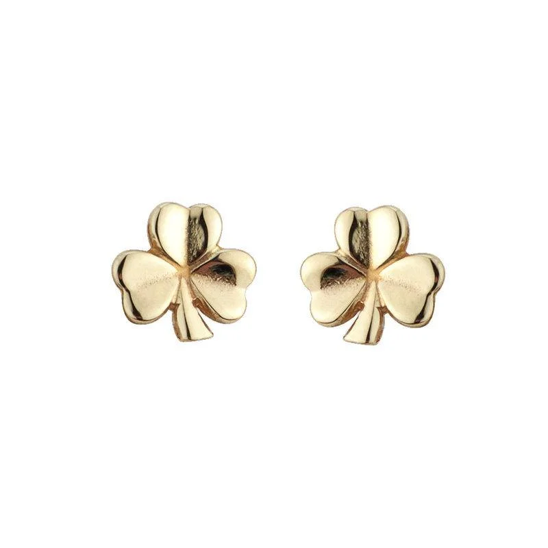 Wire-curve earrings-10K Gold Shamrock Earrings